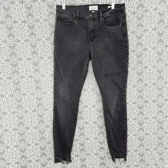 Frame Le Skinny De Jeanne Stretched Raw hem Gray Jeans Women's 30 - Picture 1 of 8